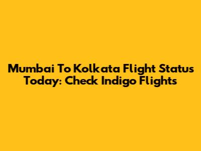 Mumbai To Kolkata Flight Status Today: Check Indigo Flights