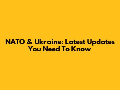 NATO & Ukraine: Latest Updates You Need To Know