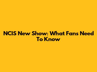 NCIS New Show: What Fans Need To Know