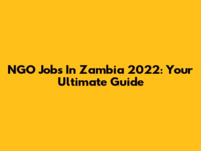 NGO Jobs In Zambia 2022: Your Ultimate Guide