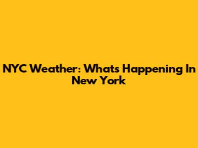 NYC Weather: What's Happening In New York