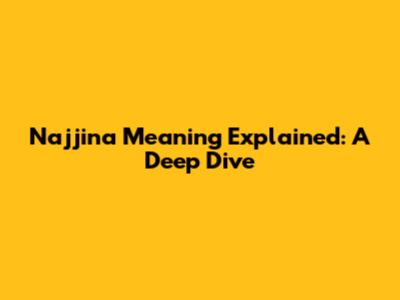 Najjina Meaning Explained: A Deep Dive