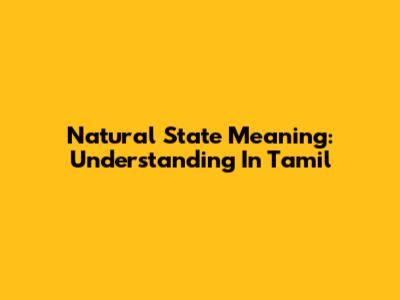 Natural State Meaning: Understanding In Tamil