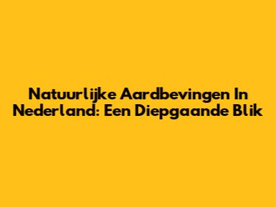 Natuurlijke Aardbevingen In Nederland: Een Diepgaande Blik