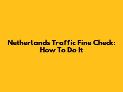 Netherlands Traffic Fine Check: How To Do It