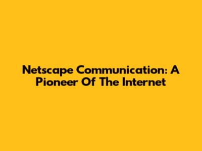 Netscape Communication: A Pioneer Of The Internet