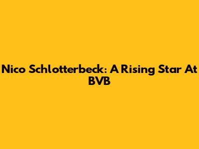 Nico Schlotterbeck: A Rising Star At BVB