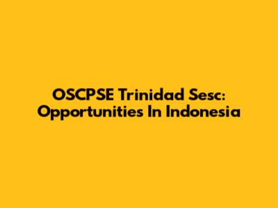 OSCPSE Trinidad Sesc: Opportunities In Indonesia