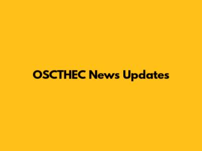 OSCTHEC News Updates
