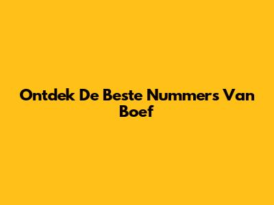 Ontdek De Beste Nummers Van Boef