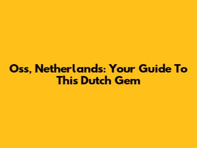 Oss, Netherlands: Your Guide To This Dutch Gem