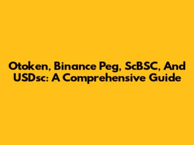Otoken, Binance Peg, ScBSC, And USDsc: A Comprehensive Guide