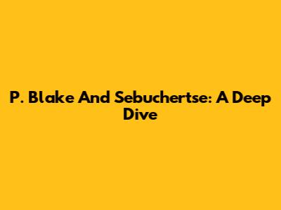 P. Blake And Sebuchertse: A Deep Dive