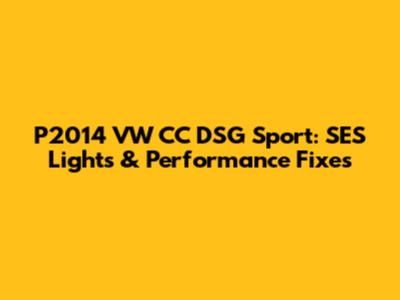 P2014 VW CC DSG Sport: SES Lights & Performance Fixes