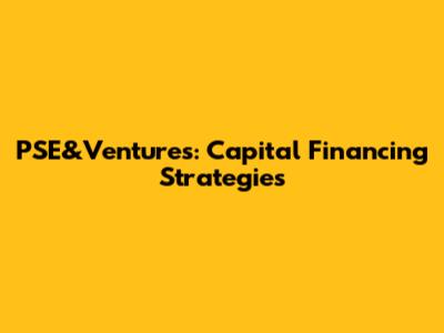 PSE&Ventures: Capital Financing Strategies