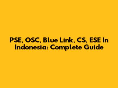 PSE, OSC, Blue Link, CS, ESE In Indonesia: Complete Guide