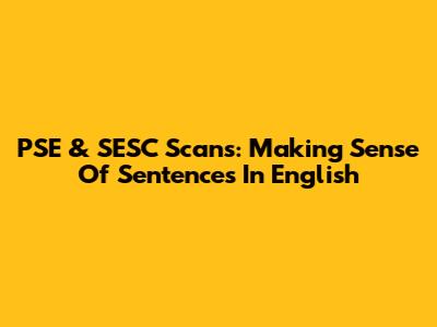 PSE & SESC Scans: Making Sense Of Sentences In English