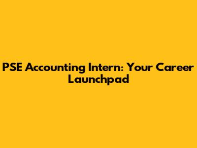 PSE Accounting Intern: Your Career Launchpad