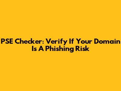 PSE Checker: Verify If Your Domain Is A Phishing Risk
