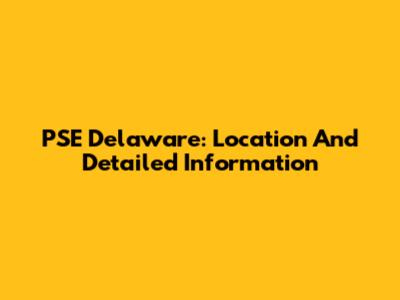 PSE Delaware: Location And Detailed Information