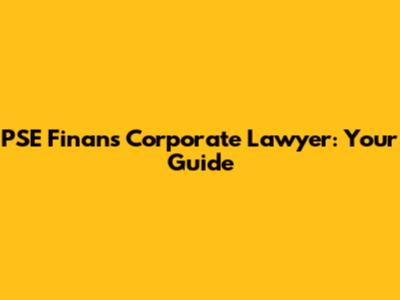 PSE Finans Corporate Lawyer: Your Guide