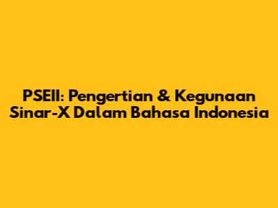 PSEII: Pengertian & Kegunaan Sinar-X Dalam Bahasa Indonesia