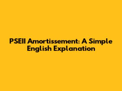 PSEII Amortissement: A Simple English Explanation