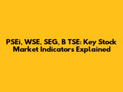 PSEi, WSE, SEG, B TSE: Key Stock Market Indicators Explained