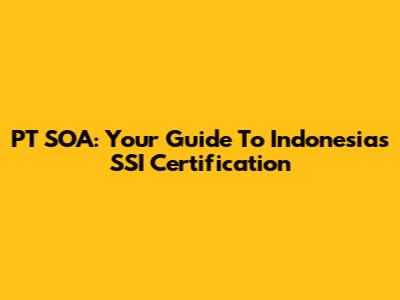 PT SOA: Your Guide To Indonesia's SSI Certification