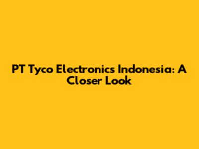 PT Tyco Electronics Indonesia: A Closer Look