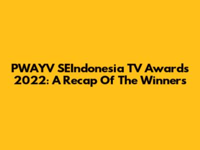 PWAYV SEIndonesia TV Awards 2022: A Recap Of The Winners