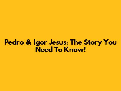 Pedro & Igor Jesus: The Story You Need To Know!