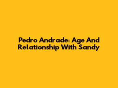 Pedro Andrade: Age And Relationship With Sandy