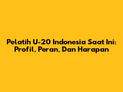 Pelatih U-20 Indonesia Saat Ini: Profil, Peran, Dan Harapan