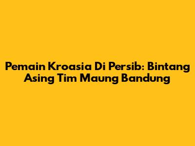 Pemain Kroasia Di Persib: Bintang Asing Tim Maung Bandung