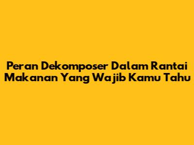 Peran Dekomposer Dalam Rantai Makanan Yang Wajib Kamu Tahu