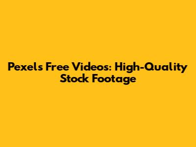 Pexels Free Videos: High-Quality Stock Footage