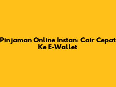 Pinjaman Online Instan: Cair Cepat Ke E-Wallet