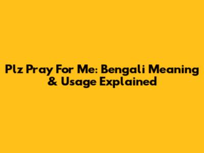 Plz Pray For Me: Bengali Meaning & Usage Explained