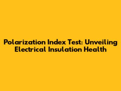 Polarization Index Test: Unveiling Electrical Insulation Health