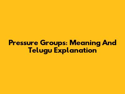 Pressure Groups: Meaning And Telugu Explanation