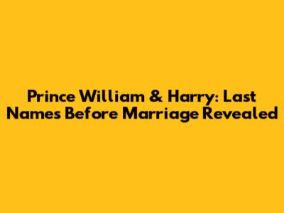 Prince William & Harry: Last Names Before Marriage Revealed