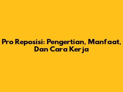 Pro Reposisi: Pengertian, Manfaat, Dan Cara Kerja