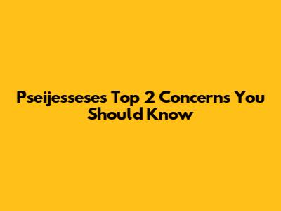 Pseijessese's Top 2 Concerns You Should Know