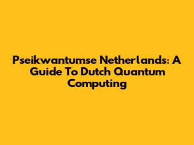 Pseikwantumse Netherlands: A Guide To Dutch Quantum Computing