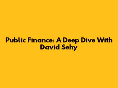 Public Finance: A Deep Dive With David Sehy