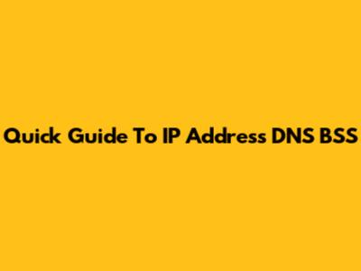 Quick Guide To IP Address DNS BSS
