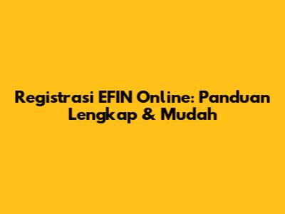 Registrasi EFIN Online: Panduan Lengkap & Mudah