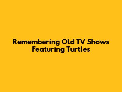Remembering Old TV Shows Featuring Turtles