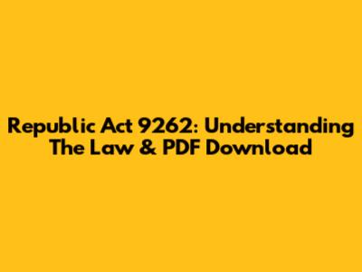 Republic Act 9262: Understanding The Law & PDF Download